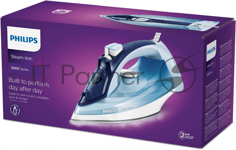 Утюг электрический Philips Утюг электрический Philips/ 2400 Вт, удар 180 г, пар 45 г/мин, 320 мл, SteamGlide Plus, автоотключение