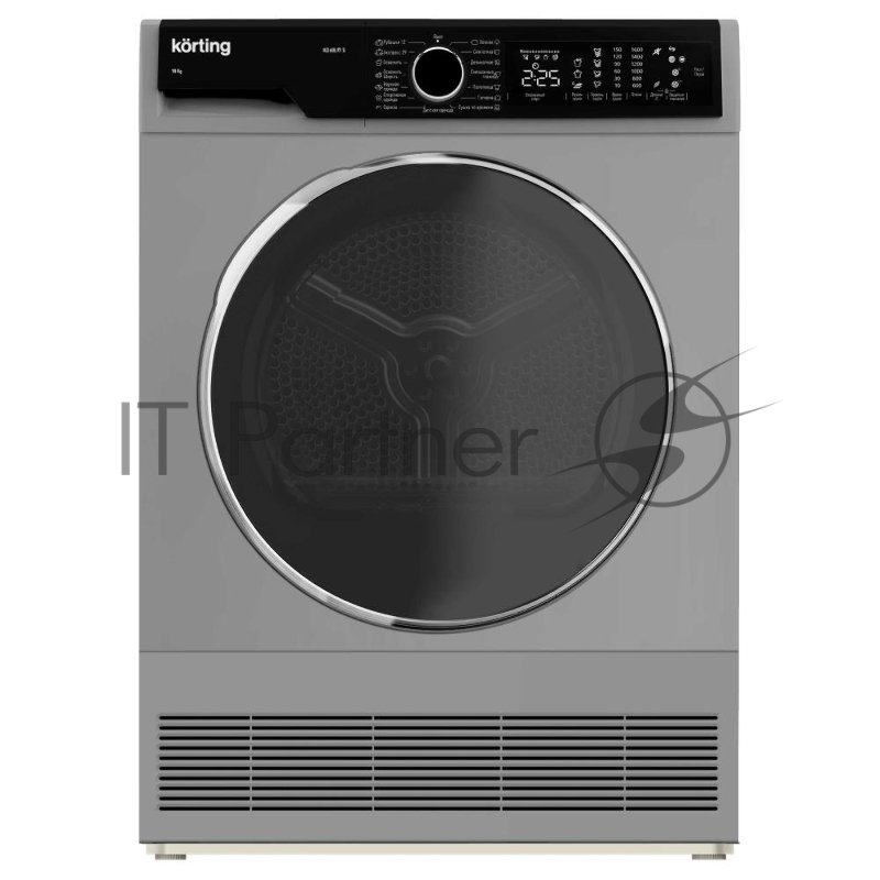 Сушильная машина KORTING KD 60L97 S, ГЛУБИНА 64 см,загрузка 10 кг, сенсорное управление в поворотным JOG регулятором, барабан PEARL, Цифровой дисплей с отображением времени до окончания программы, 15 программ, отложенный старт до 24-х часов, Контрол