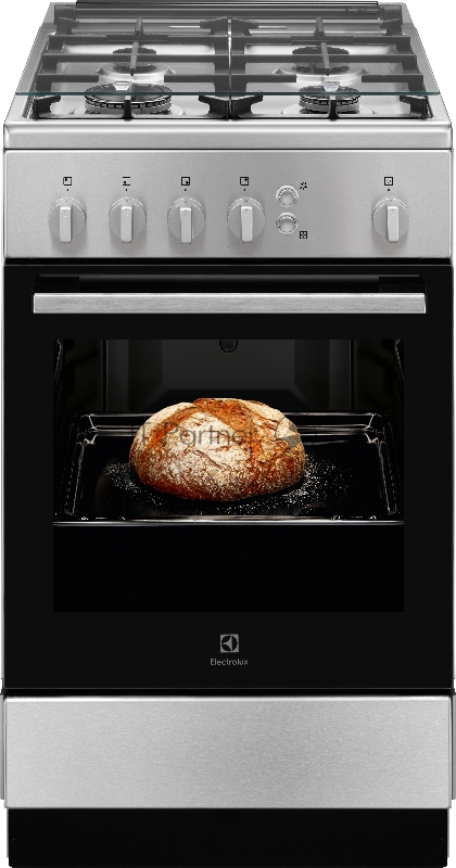 Газовые плиты ELECTROLUX Газовые плиты ELECTROLUX/ Газовая плита с газовой духовкой, 50см шириной, нержавеющая сталь, газовая духовка, 2 режима, чугунные держатели для посуды, автоподжиг варочной поверхности, полезный объём 61 л., штампованные н