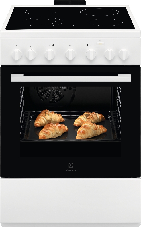 Электрическая плита ELECTROLUX Электрическая плита ELECTROLUX/ Электрическая плита со стеклокерамикой, 60см шириной, белого цвета, мультифункциональная электрическая духовка с паром SteamBake, электрический гриль, механический таймер с отключением ду