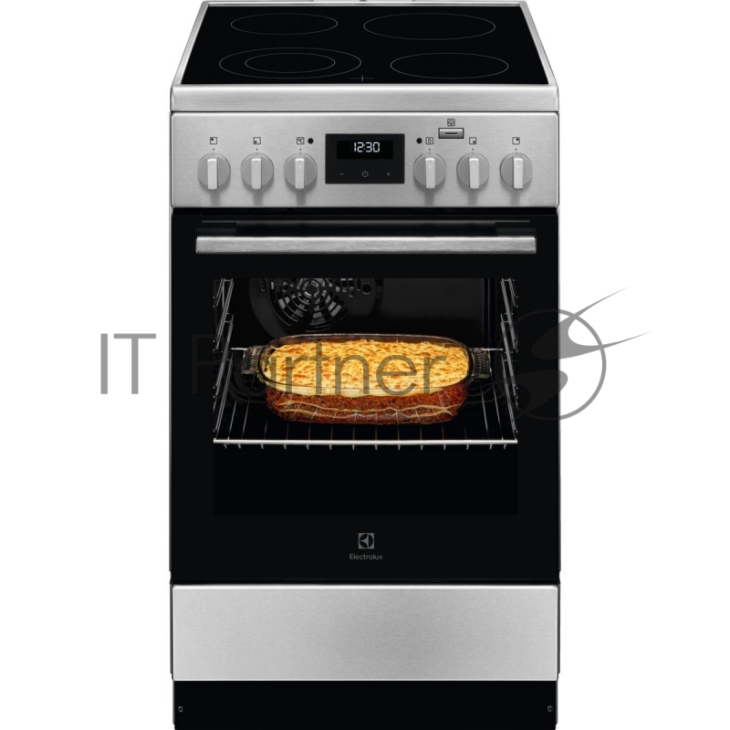 Электрическая плита ELECTROLUX/ Электрическая плита со стеклокерамикой, 60см шириной, нержавеющая сталь c Anti Finger Print, мультифункциональная электрическая духовка с паром SteamBake, электрический гриль, электронное управление с отключением духов