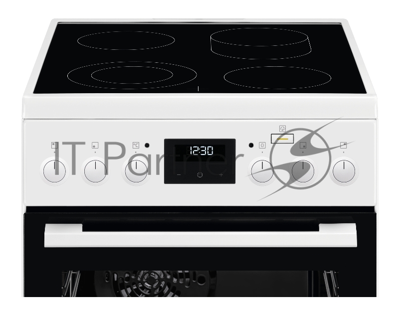 Электрическая плита ELECTROLUX/ Электрическая плита со стеклокерамикой, 50см шириной, белого цвета, мультифункциональная электрическая духовка с паром SteamBake, электрический гриль, электронное управление с отключением духовки и утапливаемыми перекл