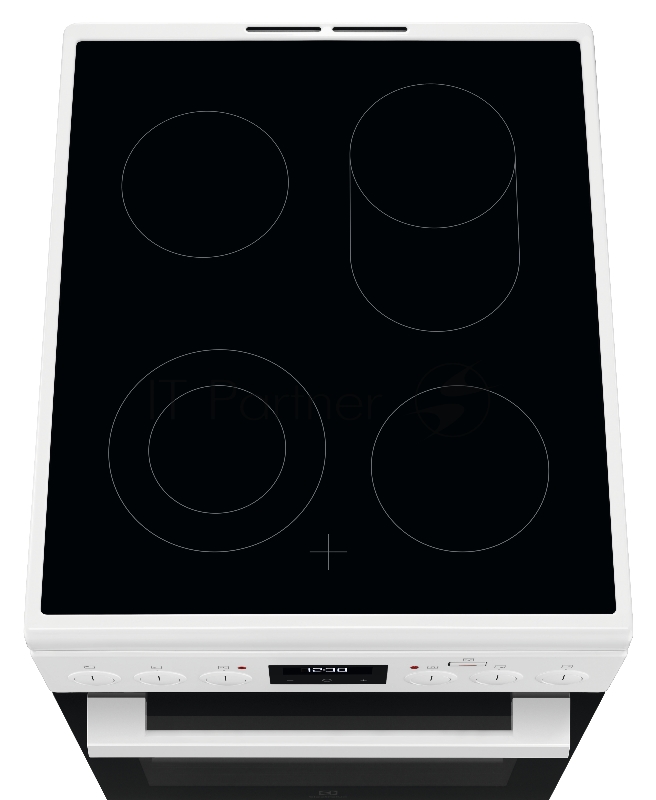 Электрическая плита ELECTROLUX/ Электрическая плита со стеклокерамикой, 50см шириной, белого цвета, мультифункциональная электрическая духовка с паром SteamBake, электрический гриль, электронное управление с отключением духовки и утапливаемыми перекл