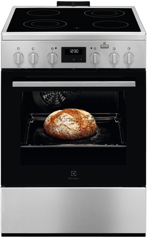 Электрическая плита ELECTROLUX/ Электрическая плита со стеклокерамикой, 60см шириной, нержавеющая сталь c Anti Finger Print, мультифункциональная электрическая духовка с паром SteamBake, электрический гриль, электронное управление с отключением духов