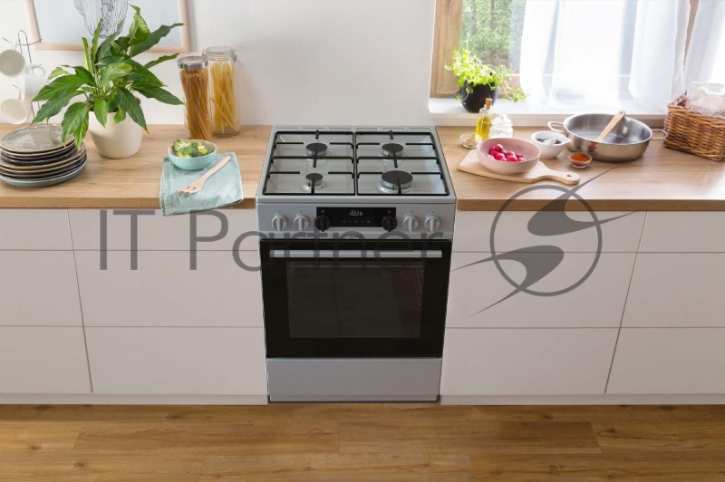 Плита Комбинированная Gorenje KS635X нержавеющая сталь/черный (без крышки) реш.эмалированная сталь