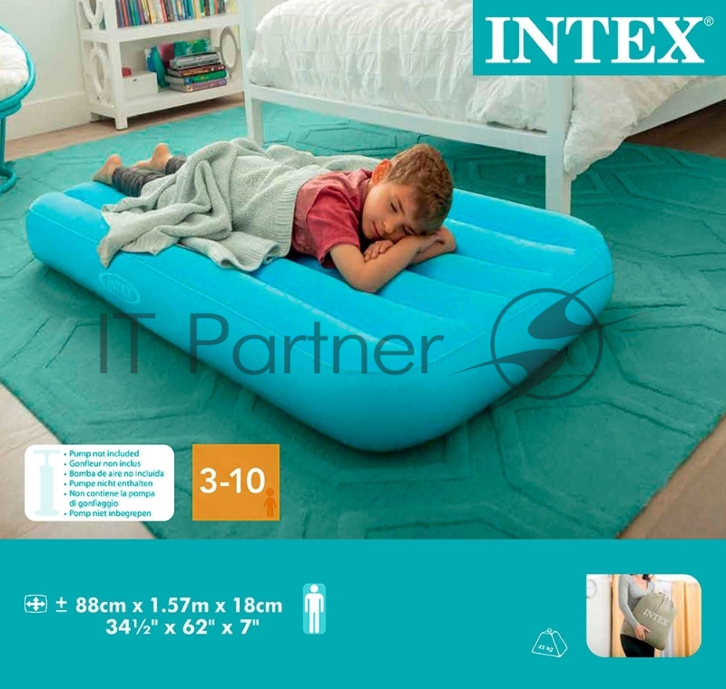 Детский надувной матрас 66803, Intex, 88х157х18 см Cozy Kidz 3-10 лет, 2 цвета, уп.6