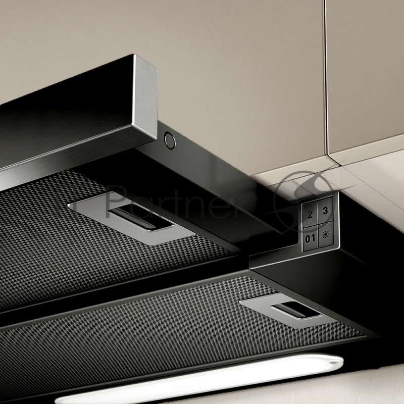 Встраиваемая вытяжка Elica ELITE 14 LUX BL/A/60 / 60 см, 650 куб.м., кнопочное управление, серый+черное стекло