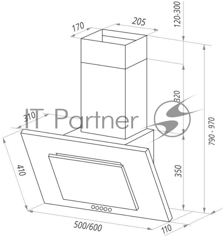 Вытяжка MAUNFELD TOWER C 60 белый 520м3/час 3скорости 54дБ 250Вт