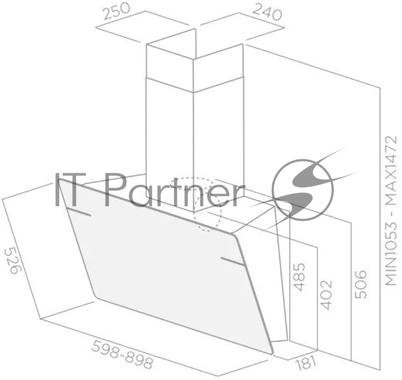 Вытяжка наклонная ELICA L ESSENZA WH/A/60 / 60 см, 1200 куб.м., сенсорное управление, белое стекло