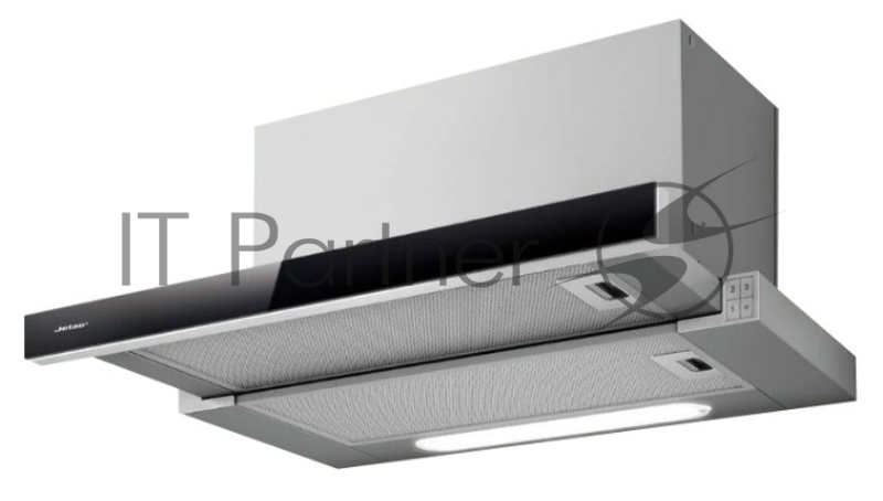 Вытяжка встраиваемая JET AIR BETTA 60/GR/BK / 60 см, 900 куб.м., кнопочное управление, серая + фронтальное черное стекло