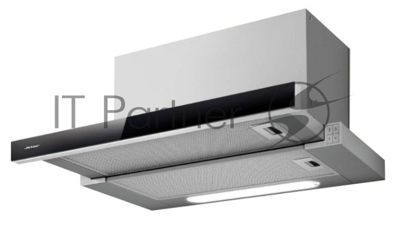 Вытяжка встраиваемая JET AIR BETTA 60/GR/BK / 60 см, 900 куб.м., кнопочное управление, серая + фронтальное черное стекло