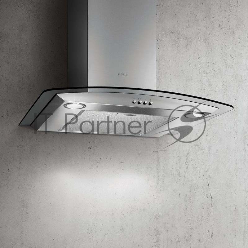 Вытяжка ELICA CIRCUS IX/A/60 / Гнутое стекло, 60см, 700 м3, кнопочное управление, нержавеющая сталь+стекло