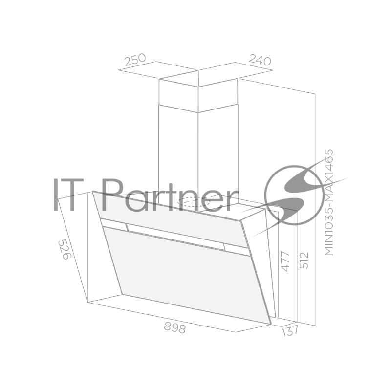 Вытяжка каминная JET AIR BONNY BL 90 A / Декоративный дизайн, наклонная, 90 см, сенсорное управление, 800 куб. м. , черная