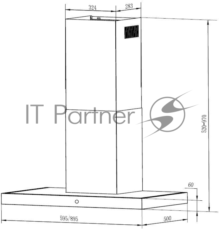 Вытяжка каминная Maunfeld TSH 60 нержавеющая сталь/черный управление: сенсорное (1 мотор)
