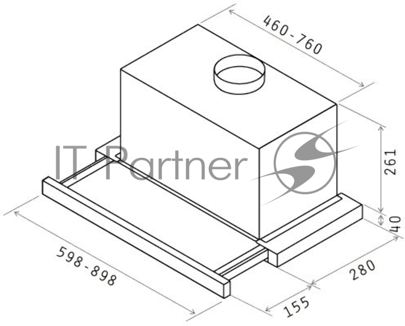 Встраиваемая вытяжка ELICA ELITE 26 IX/A/60/VT / 60 см, электронное управление, 900 куб. м. , серая+черное стекло