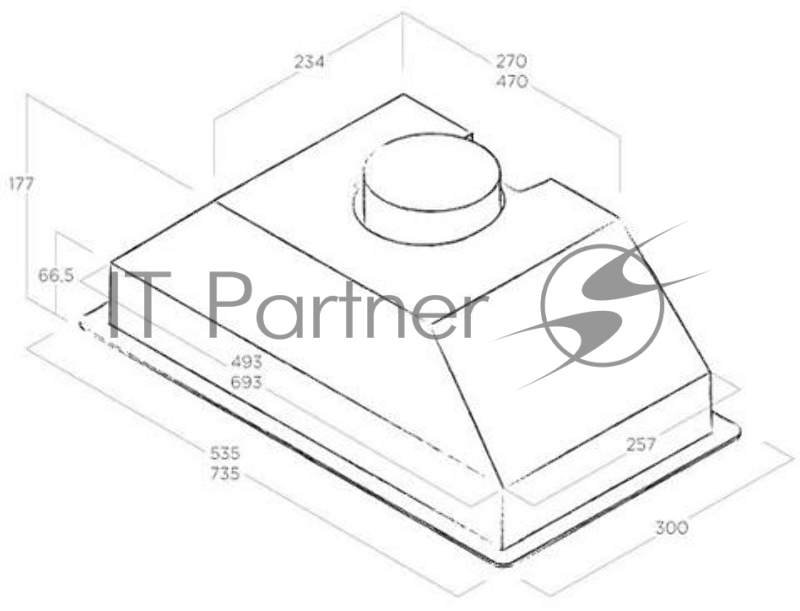 Встраиваемая вытяжка JET AIR VIERA GR/A/52, 52 см, 550 м3, слайдерное управление, LED, серая