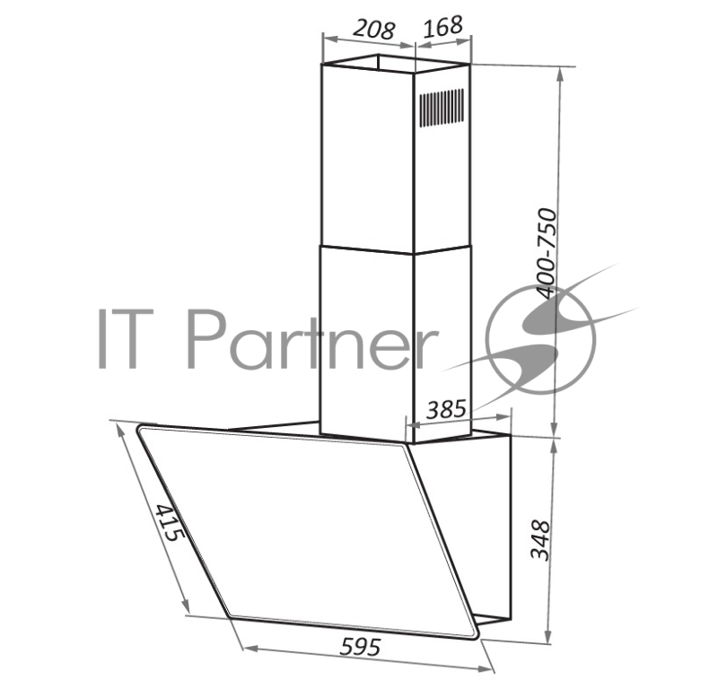 Вытяжка каминная Maunfeld Eagle 60 черный стекло управление: сенсорное (1 мотор)