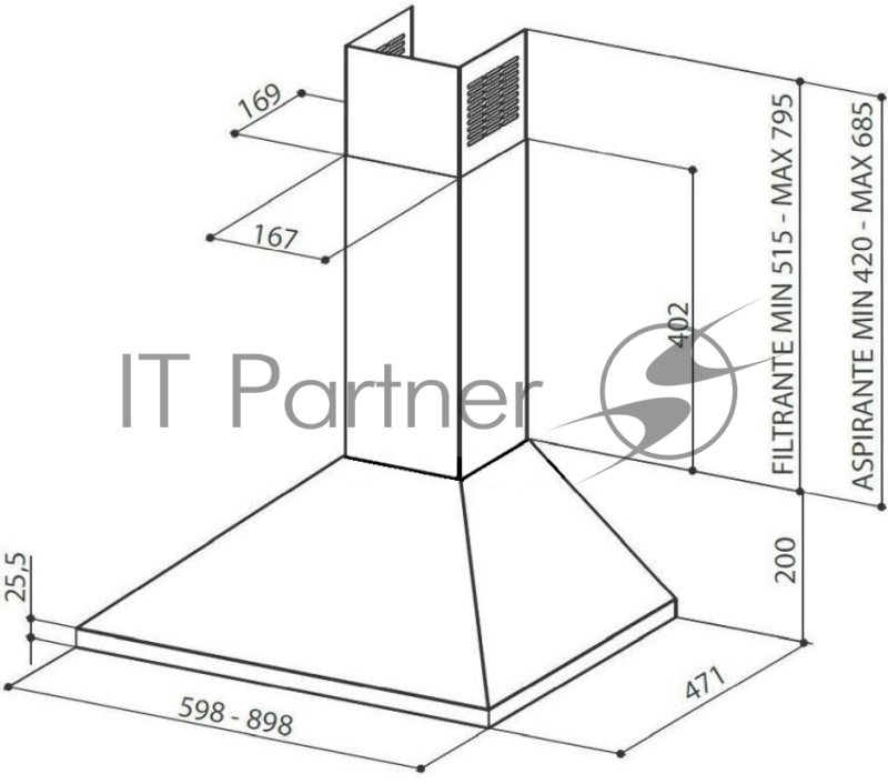Вытяжка каминная Faber Value PB X A60 SP/I нержавеющая сталь управление: кнопочное (1 мотор)