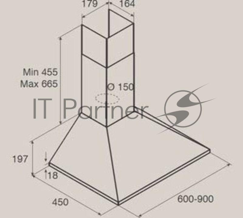 Вытяжка купольная JET AIR GAIA IX/A/90 / 650 куб.м., кнопочное управление, нержавеющая сталь