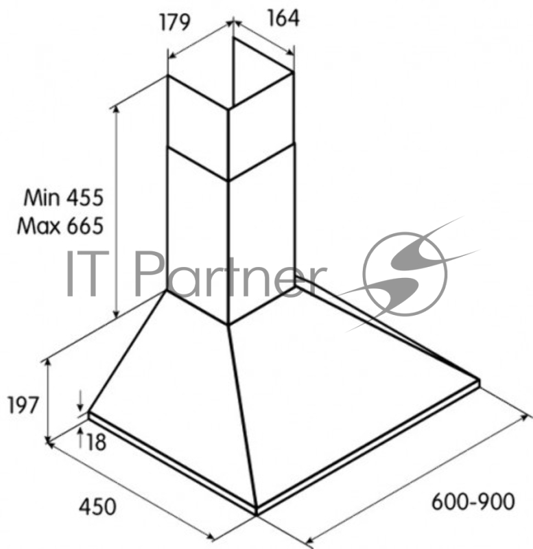 Вытяжки купольная JET AIR GAIA AN/A/60 / 650 куб.м., кнопочное управление, черная