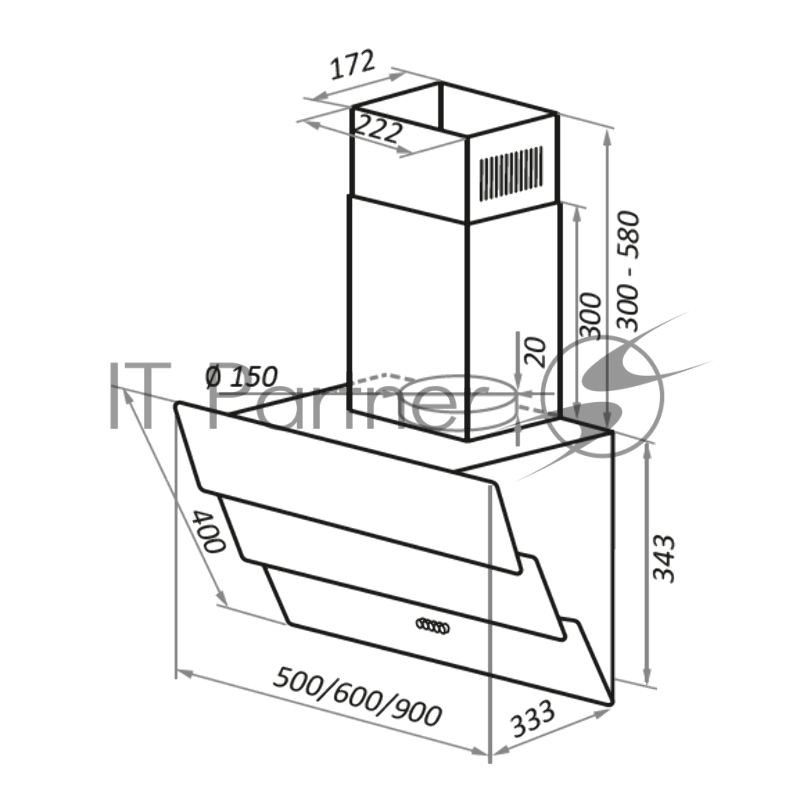 Вытяжка MAUNFELD CASCADA PUSH 50 БЕЛЫЙ
