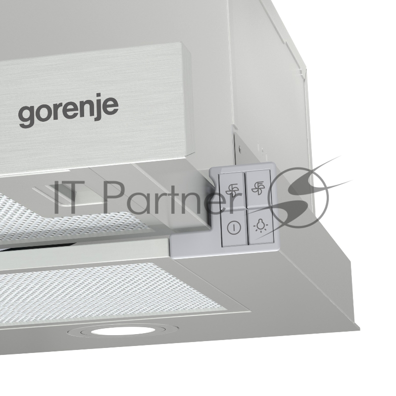 Встраиваемая вытяжка GORENJE TH62E4X, ширина 60 см, механическое управление, отвод и рециркуляция, 450 м3/ч, нержавеющая сталь