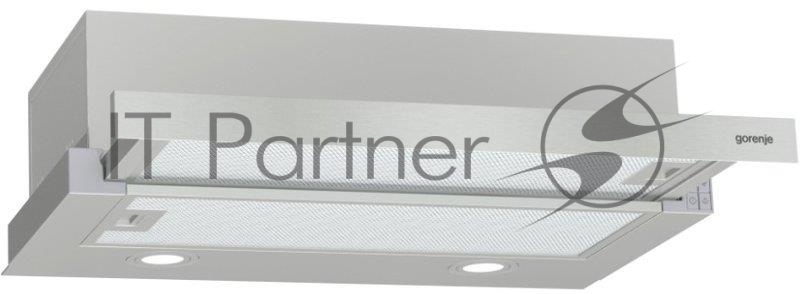 Встраиваемая вытяжка GORENJE TH62E4X, ширина 60 см, механическое управление, отвод и рециркуляция, 450 м3/ч, нержавеющая сталь