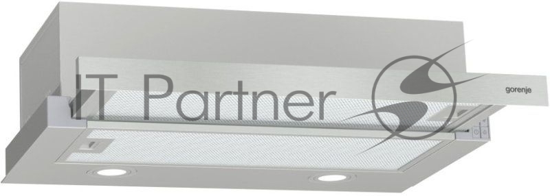 Встраиваемая вытяжка GORENJE TH62E4X, ширина 60 см, механическое управление, отвод и рециркуляция, 450 м3/ч, нержавеющая сталь