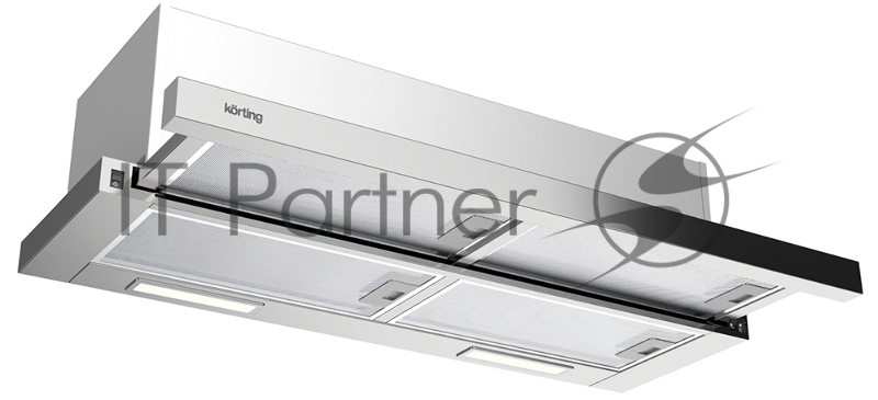 Встраиваемые вытяжки Korting Встраиваемые вытяжки Korting/ Встраиваемая с выдвижным экраном, ширина 90 см, 3 режима, механическое (клавишное) управление, 800 м3/ч., алюминиевые жировые фильтры, LED освещениe - 2 лампы, ур.шума 59дб, панель - нержаве