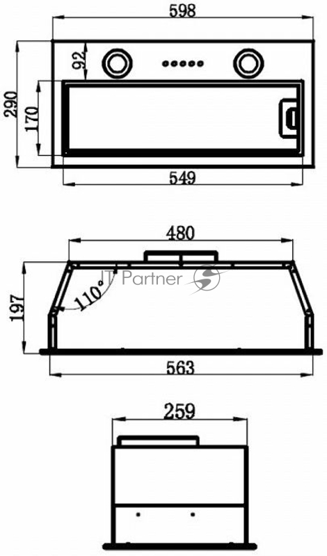 Вытяжка встраиваемая Maunfeld THAMES 601M черный управление: кнопочное (1 мотор)