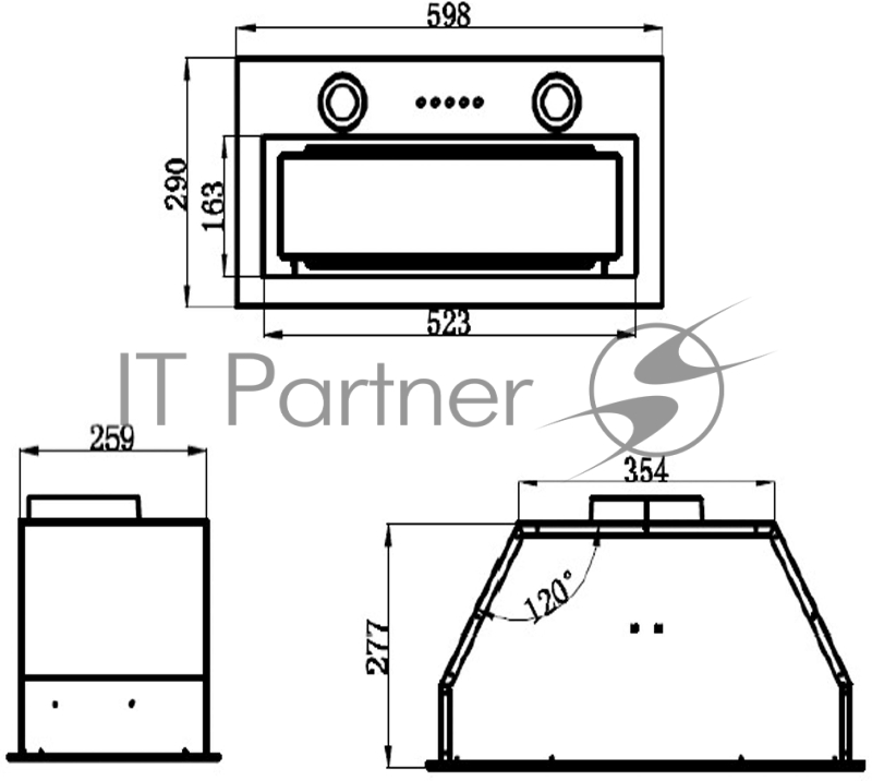Вытяжка встраиваемая Maunfeld TRAPEZE 602M нержавеющая сталь управление: кнопочное (1 мотор)