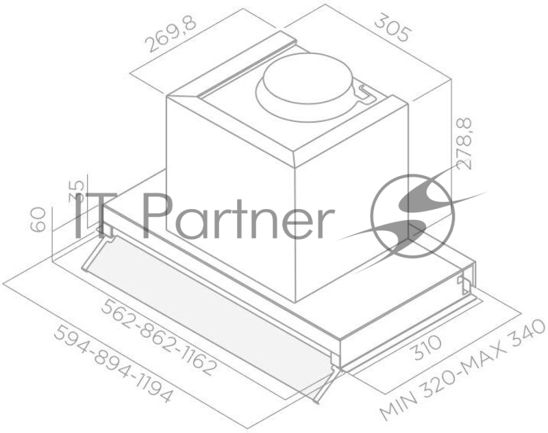 Встраиваемая вытяжка ELICA BOXIN LX/BL MAT/A/60-PRF0172166, 60 см, 1000 м3/ч, черный матовый