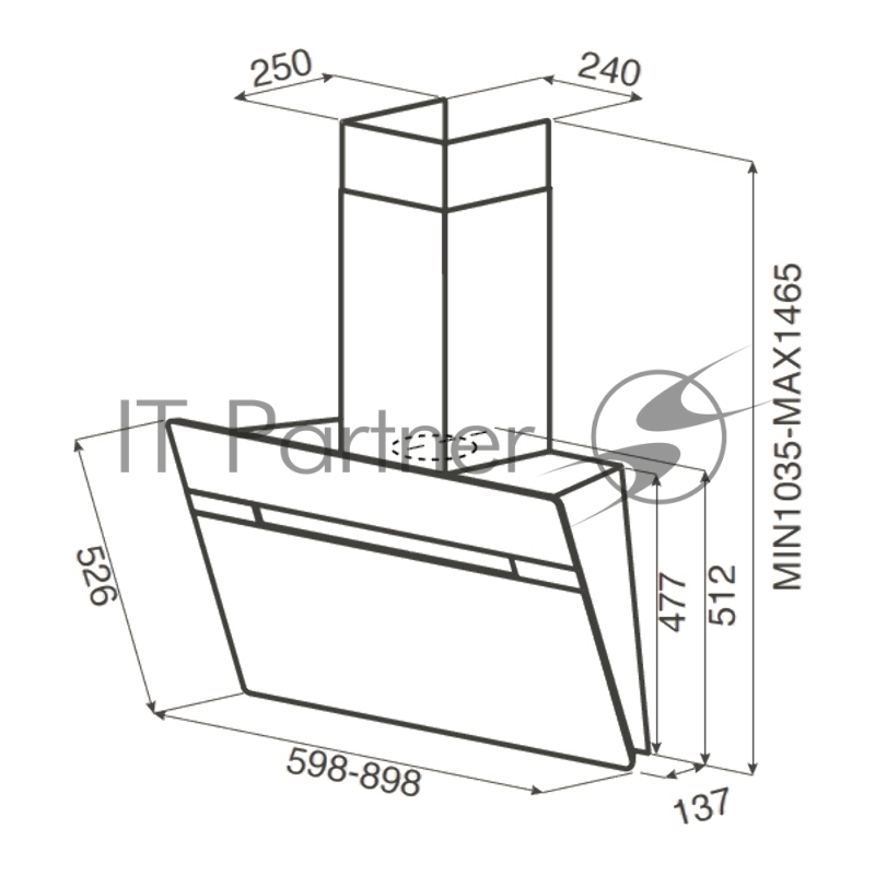 Вытяжка JET AIR VIKI BL 60 A-PRF0111475B наклонная, 60 см, отвод, рециркуляция, 1000 м3/ч, черное стекло