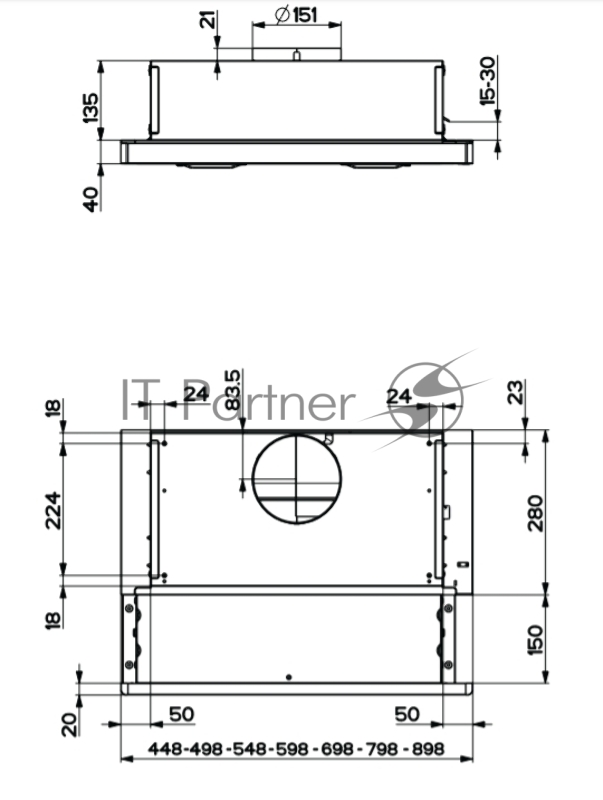 Встраиваемая в шкаф вытяжка Faber BETTER, Встраиваемые в шкаф FLOX IX A45