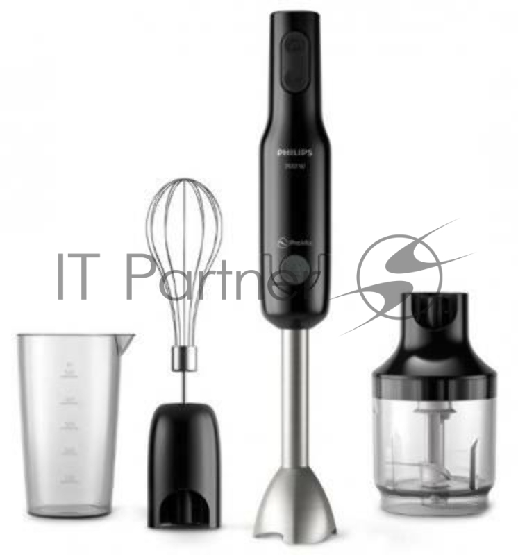 Погружной блендер Philips HR2543/90, 700Вт, 1 скорость, турбо режим, стакан для взбивания, венчик, измельчитель, цвет черный