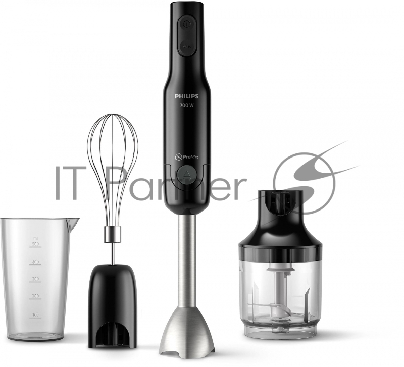 Погружной блендер Philips HR2543/90, 700Вт, 1 скорость, турбо режим, стакан для взбивания, венчик, измельчитель, цвет черный