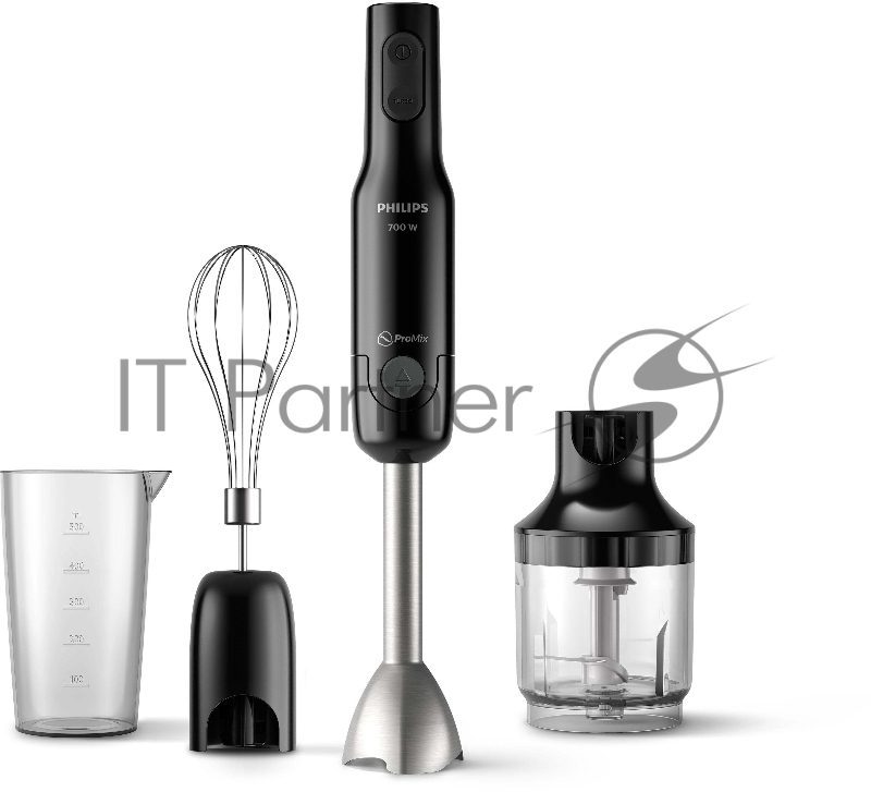 Погружной блендер Philips HR2543/90, 700Вт, 1 скорость, турбо режим, стакан для взбивания, венчик, измельчитель, цвет черный