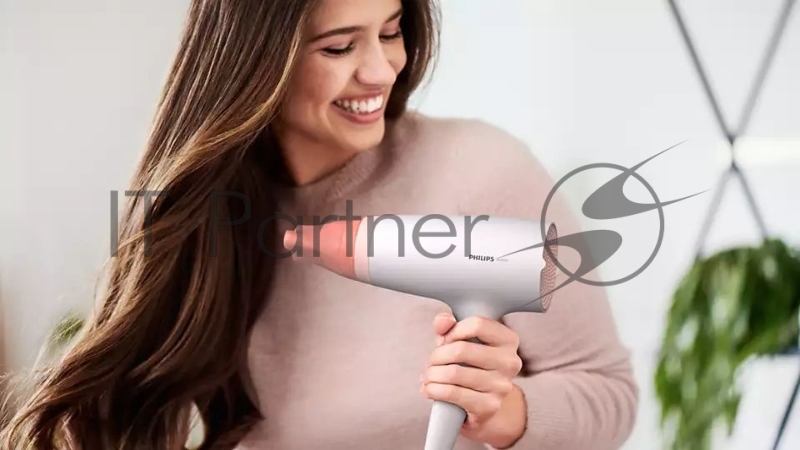 Фен Philips Фен Philips/ 1600 Вт, 3 режима, насадка ThermoProtect, концентратор, шнур 1,8 м. Цвет: белый с розовым.