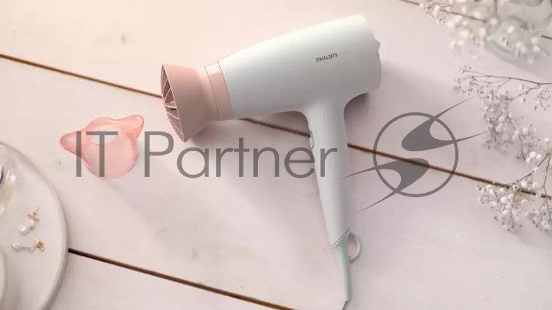 Фен Philips Фен Philips/ 1600 Вт, 3 режима, насадка ThermoProtect, концентратор, шнур 1,8 м. Цвет: белый с розовым.