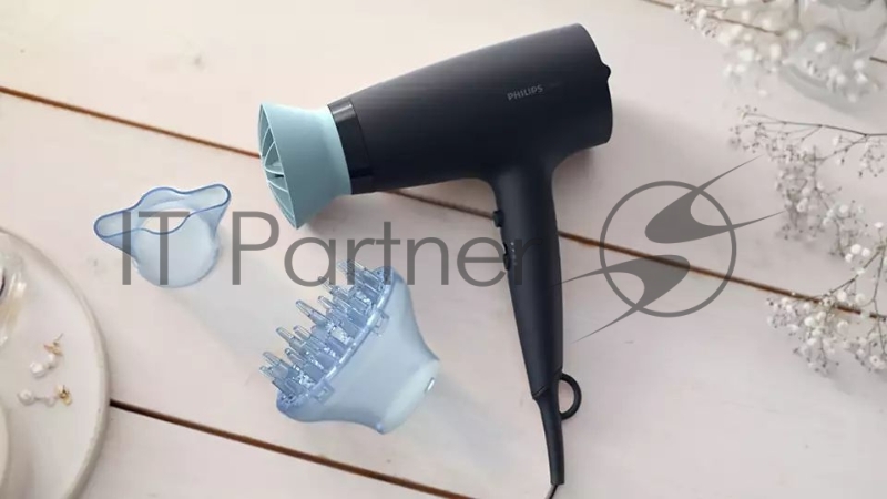 Фен Philips Фен Philips/ 2100 Вт, 6 режимов, ионизация, ThermoProtect, концентратор, диффузор, шнур 1,8 м. Цвет: синий.
