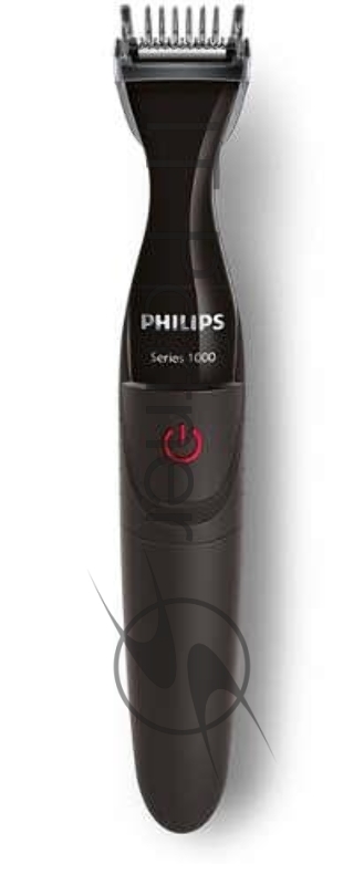 Машинка для стрижки Philips Компактный триммер для бороды, работа от батареек, в комплекте 3 гребня (1-3-5мм), насадка-бритва, батарея типа AA, щеточка для очистки. Цвет черный.