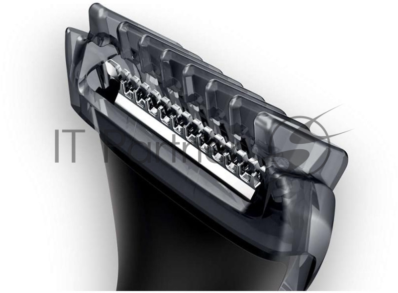 Машинка для стрижки Philips Компактный триммер для бороды, работа от батареек, в комплекте 3 гребня (1-3-5мм), насадка-бритва, батарея типа AA, щеточка для очистки. Цвет черный.