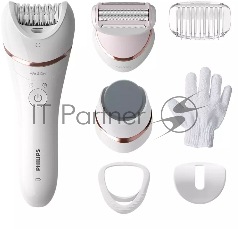 Эпилятор Philips Эпилятор Philips/ 2 скорости, широкая головка, Wet&Dry, беспроводной, opti light, 6 аксессуаров