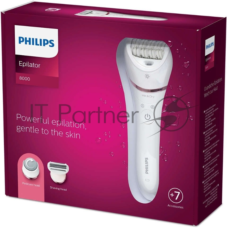 Эпилятор Philips Эпилятор Philips/ 2 скорости, широкая головка, Wet&Dry, беспроводной, opti light, 6 аксессуаров