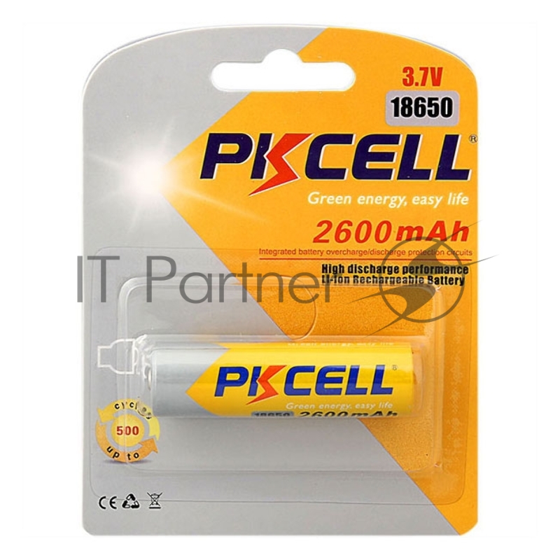 Литий-ионный аккумулятор PKCELL 18650 2600-1B тип - 18650 1 шт в блистере, без защиты