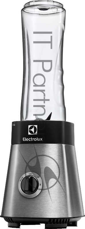Блендер настольный Electrolux ESB2900, мощность 400 Вт, съемный нож из нерж. стали с 4мя лезвиями, колба из Tritan 0,6 л. с крышкой, 2 бутылки емкостью по 300 мл с крышкой с ручкой, измельчитель, кофемолка. цвет нержавеющая сталь/черный