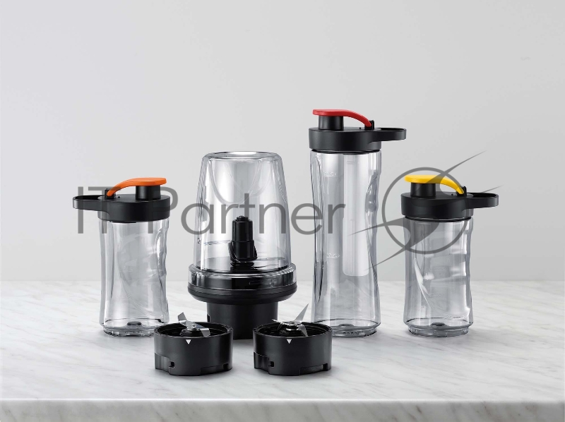 Блендер настольный Electrolux ESB2900, мощность 400 Вт, съемный нож из нерж. стали с 4мя лезвиями, колба из Tritan 0,6 л. с крышкой, 2 бутылки емкостью по 300 мл с крышкой с ручкой, измельчитель, кофемолка. цвет нержавеющая сталь/черный