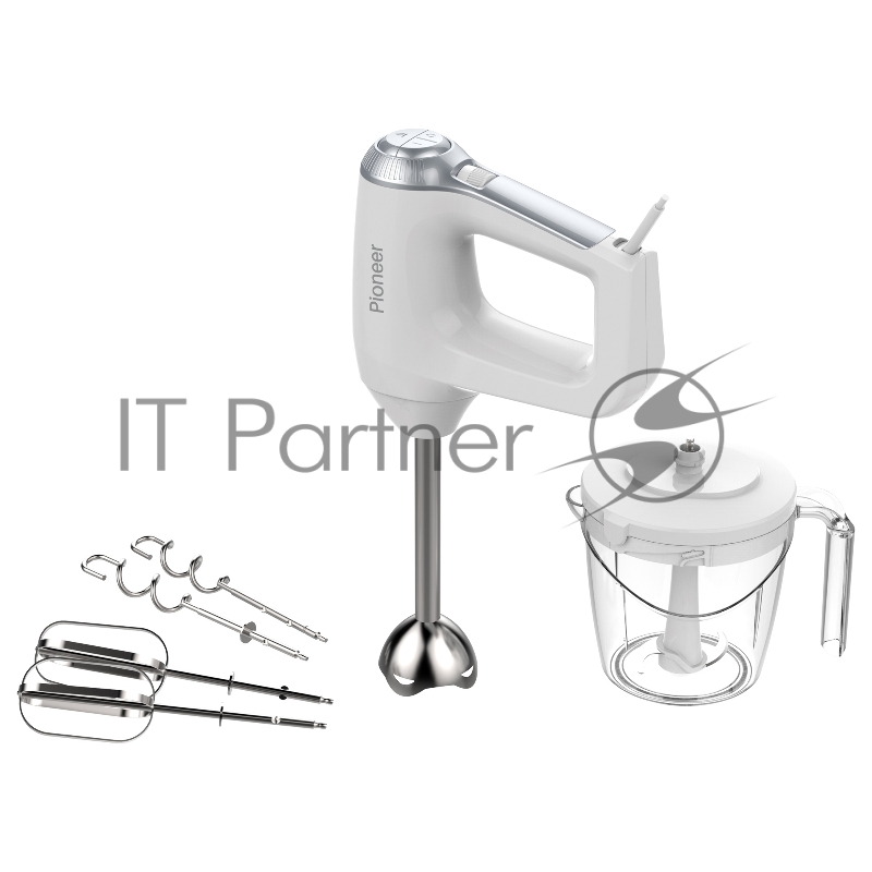 Блендер 4 в 1, мощность 500 Вт, насадка-блендер из нержавеющей стали, венчики для взбивания из нержавеющей стали, крючки для замеса теста из нержавеющей стали, измельчитель с ручкой объемом 1 литр , белый