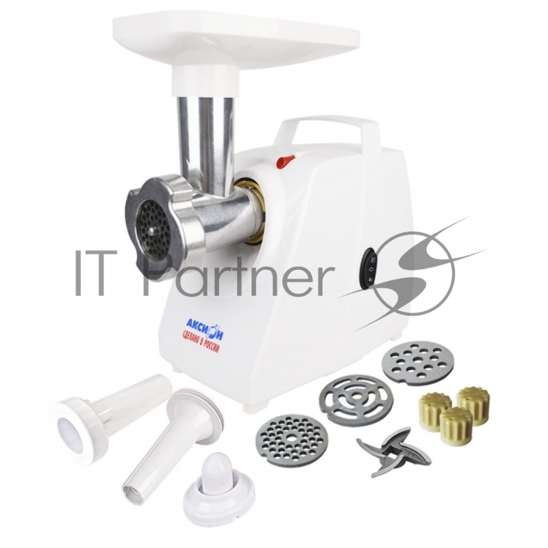 Мясорубка Аксион М 33.01, 1500 Вт, произ. 100 кг/час, решетки: 5 мм, 7 мм, овал. отвер., нож, откл. от прегрева, шнур 1,5м, ручка для переноски