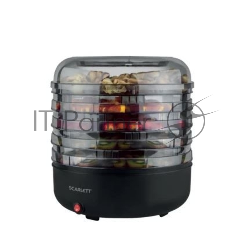 Сушка для фруктов и овощей Scarlett SC-FD421010 5под. 250Вт черный механическое управление мощность 125 Вт число поддонов: 5 максимальная загрузка 5 кг пластиковый корпус поддоны из прозрачного пластика приготовление пастилы